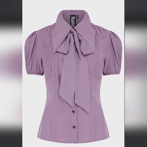 Killstar Lavender Blouse with Bow Tie